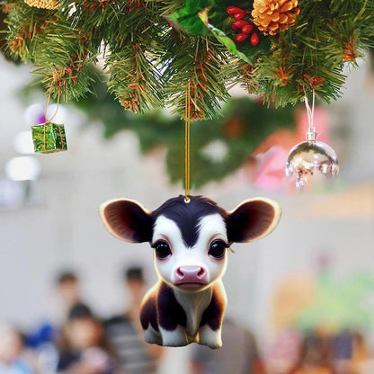Cartoon Cattle Cow Decorative Hanging Ornament Cute Car Pendant Acrylic Cow Pendants Tree Ornament Decorations for Cars Backpacks Home Tree Windows Walk Decor(H-NO.9)