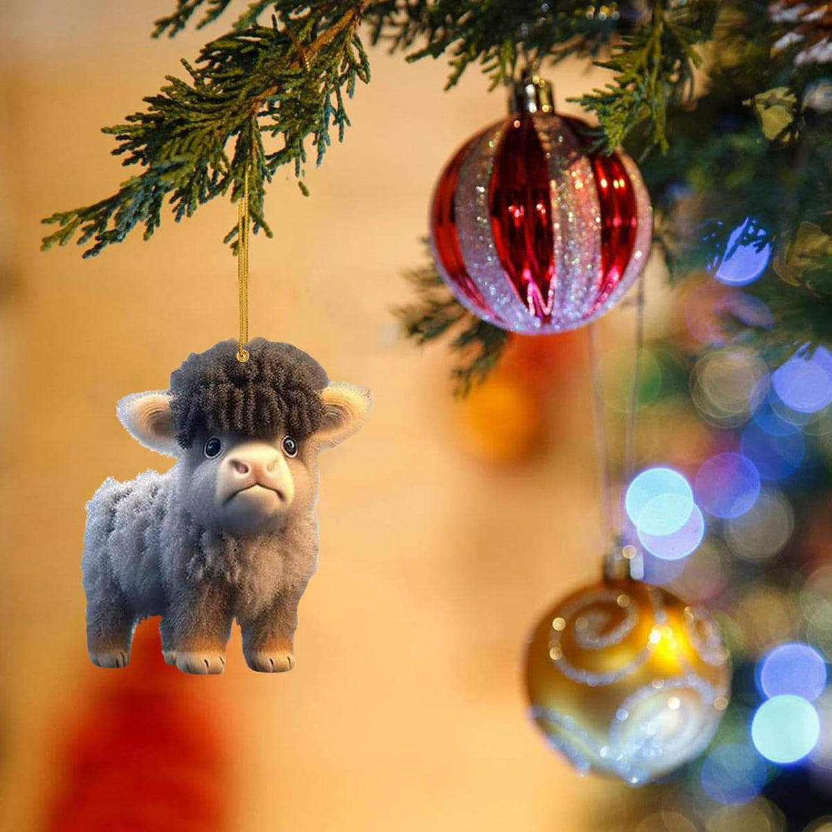 Cartoon Cattle Cow Decorative Hanging Ornament Cute Car Pendant Acrylic Cow Pendants Tree Ornament Decorations for Cars Backpacks Home Tree Windows Walk Decor(H-NO.9)