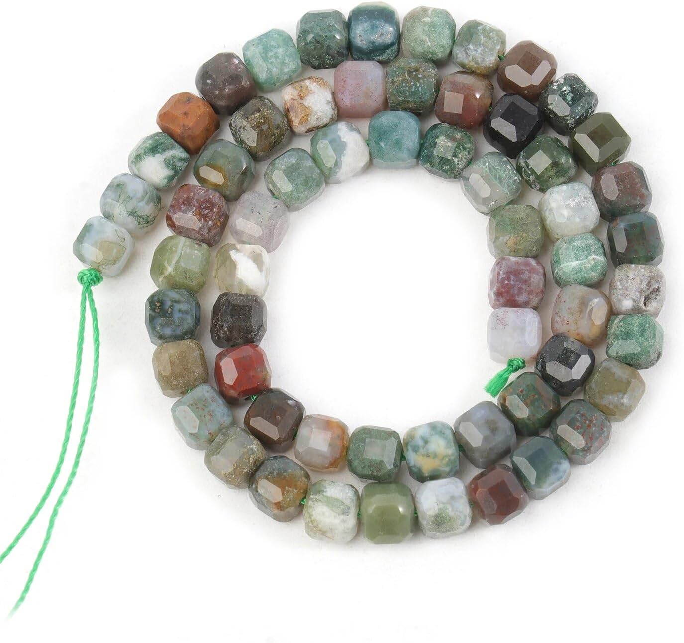 Natural Stone Faceted Cube Square 5Mm Tiger Eye Crystal Loose Spacer Beads For Jewelry Making DIY Gi Bracelets Necklace Earrings - (Color: India Agate/Size: 5Mm About 60Pcs)