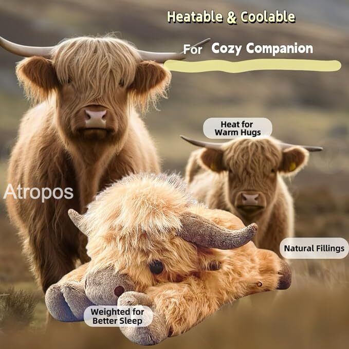 Highland Cow Weighted Stuffed Animals with Unscented Microwavable Heating Pad