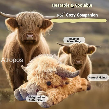 Highland Cow Weighted Stuffed Animals with Unscented Microwavable Heating Pad
