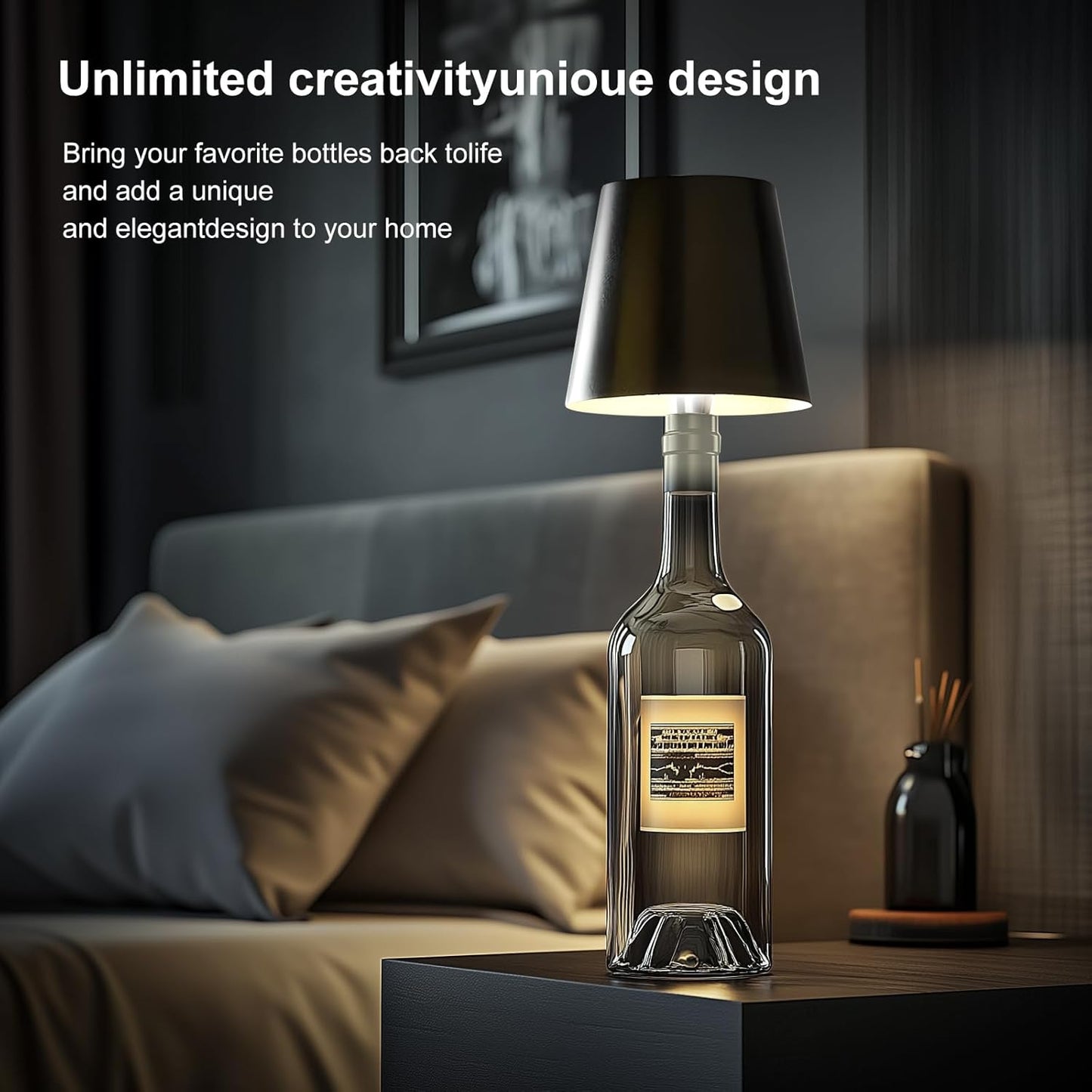Wireless Bottle Lamp, New 3 Color Rechargeable Wine Bottle Lights for Bars Restaurants (White, 1pc)