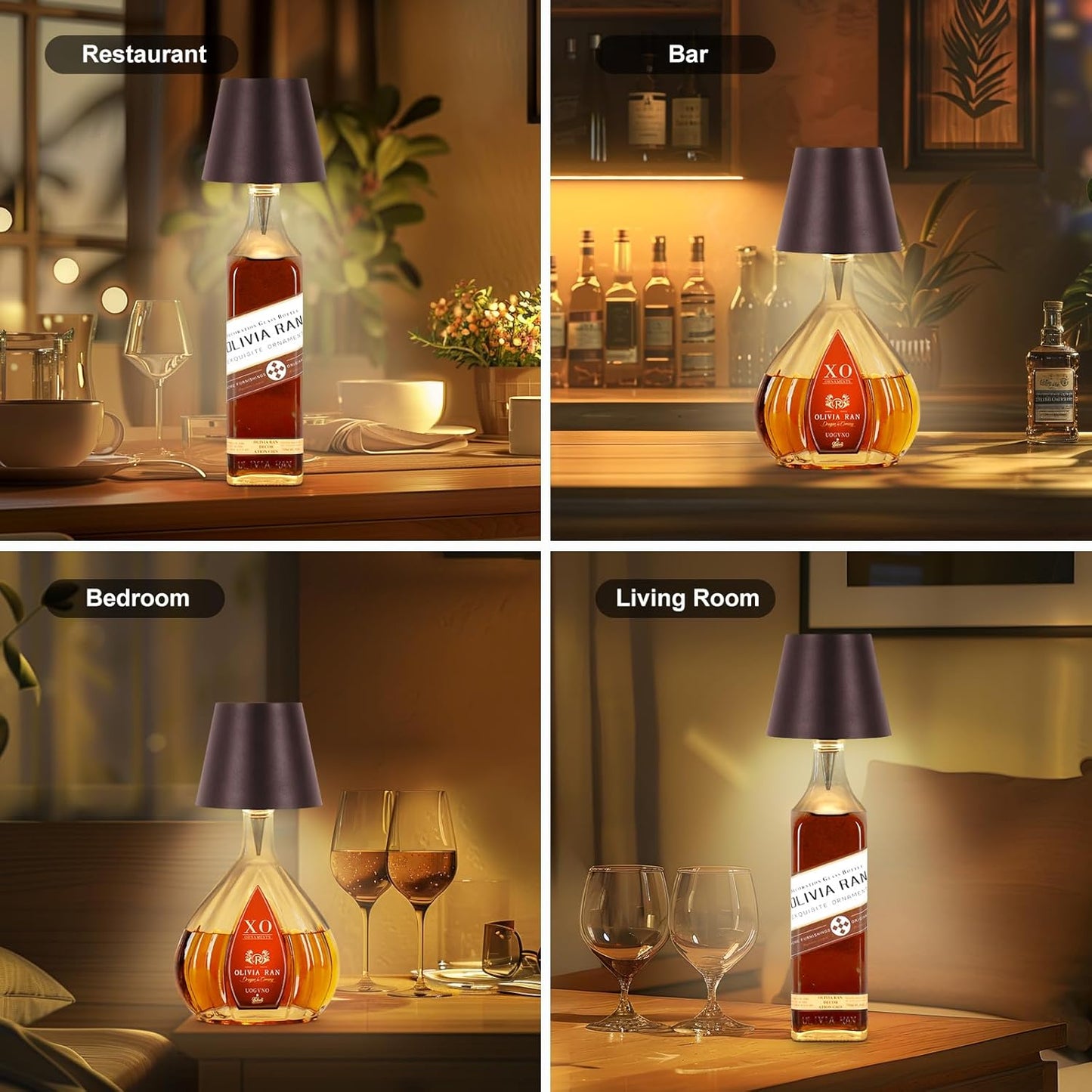 Wireless Bottle Lamp, New 3 Color Rechargeable Wine Bottle Lights for Bars Restaurants (White, 1pc)