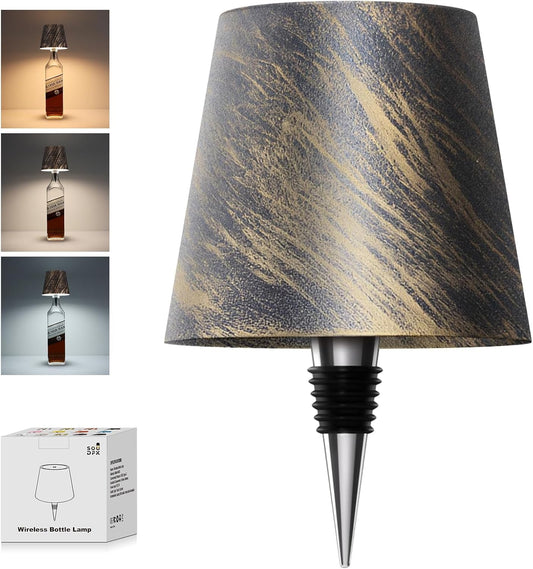 Wireless Bottle Lamp, New 3 Color Rechargeable Wine Bottle Lights for Bars Restaurants (White, 1pc)