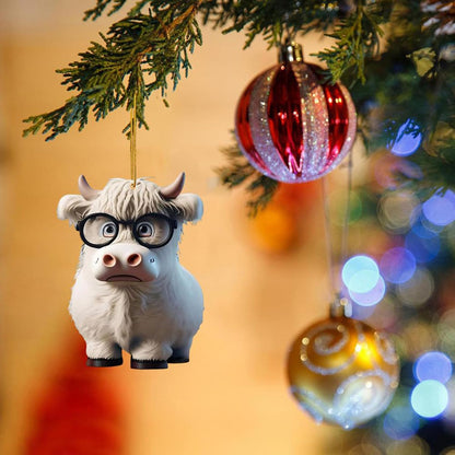 Cartoon Cattle Cow Decorative Hanging Ornament Cute Car Pendant Acrylic Cow Pendants Tree Ornament Decorations for Cars Backpacks Home Tree Windows Walk Decor(H-NO.9)
