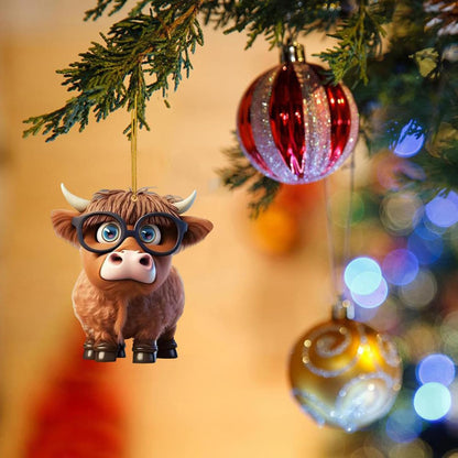 Cartoon Cattle Cow Decorative Hanging Ornament Cute Car Pendant Acrylic Cow Pendants Tree Ornament Decorations for Cars Backpacks Home Tree Windows Walk Decor(H-NO.9)
