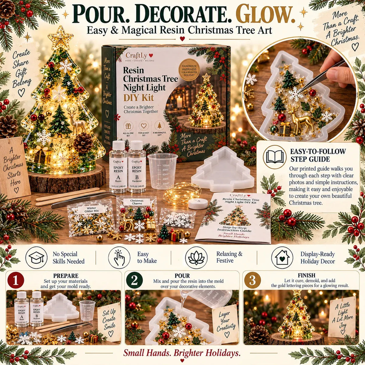 🎄Atroposcrystal DIY Christmas Tree Night Light Kit — 💕On this day filled with love, let a handcrafted glowing Christmas tree speak for your heart
