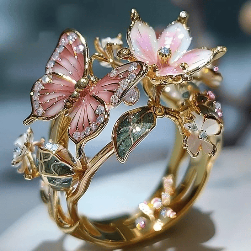 (🔥HOT SALE NOW 49% OFF) - Butterfly Flower Ring