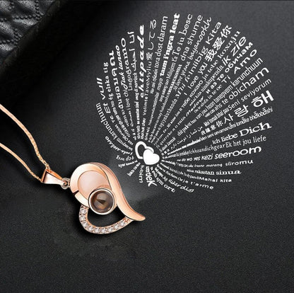 Valentine's day promotion💞 "I Love You" Roses Bloom Necklace in 100 Languages Gift Set