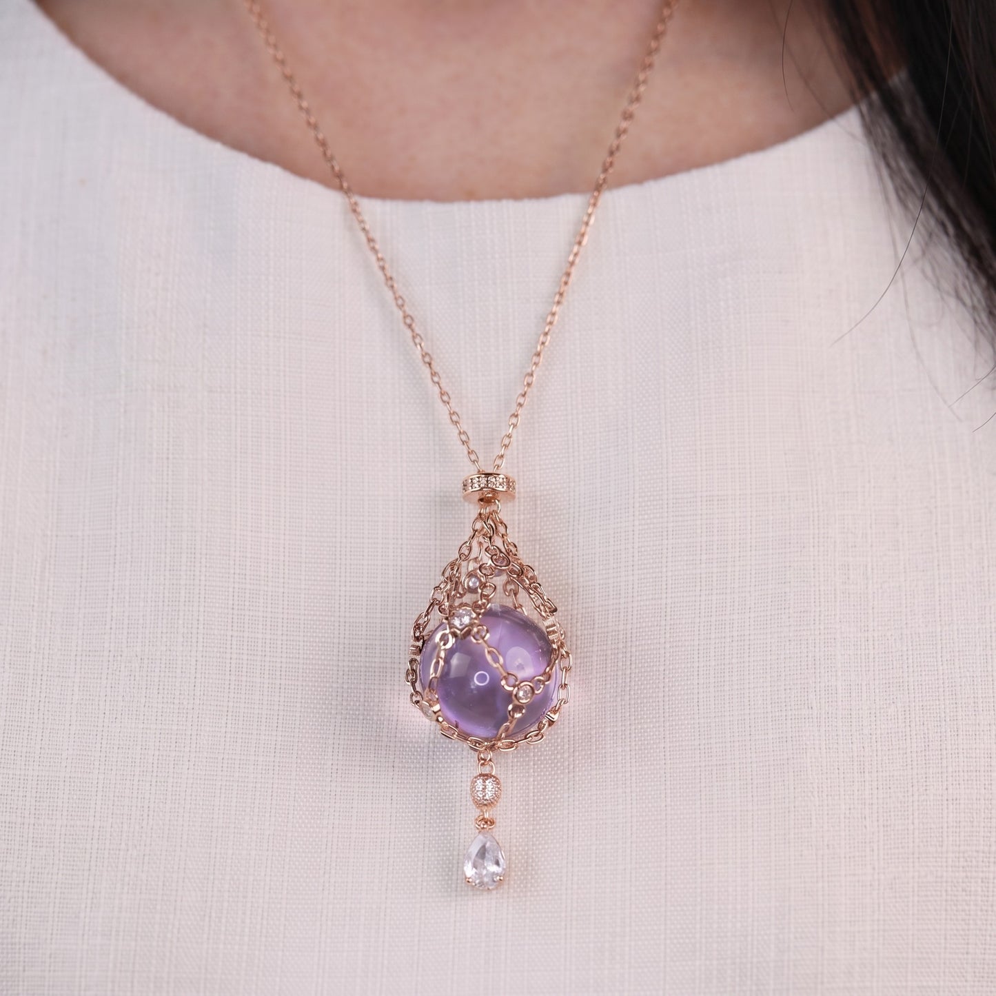 AC Natural Crystal Pouch Necklace