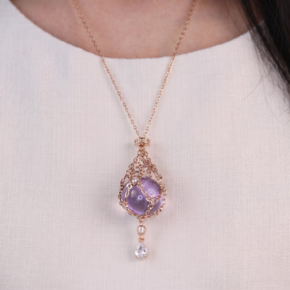 AC Natural Crystal Pouch Necklace