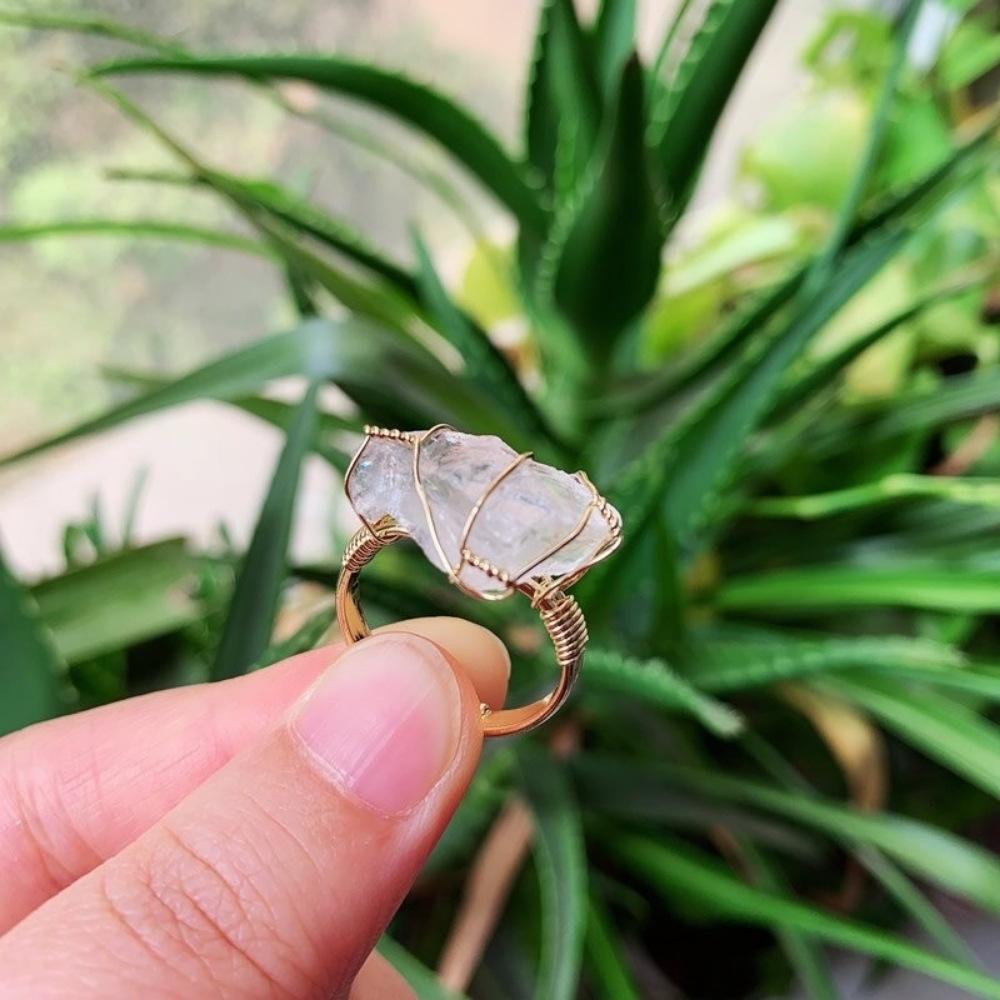 Wire Wrapped Rough Crystal Ring