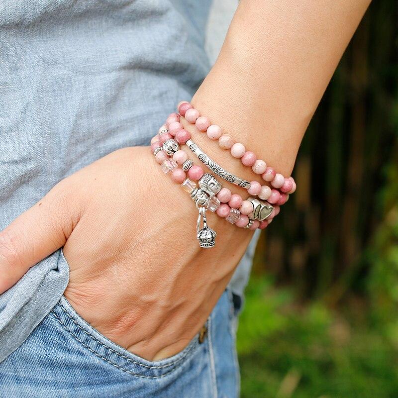 108 Natural Rhodochrosite Mala Beads