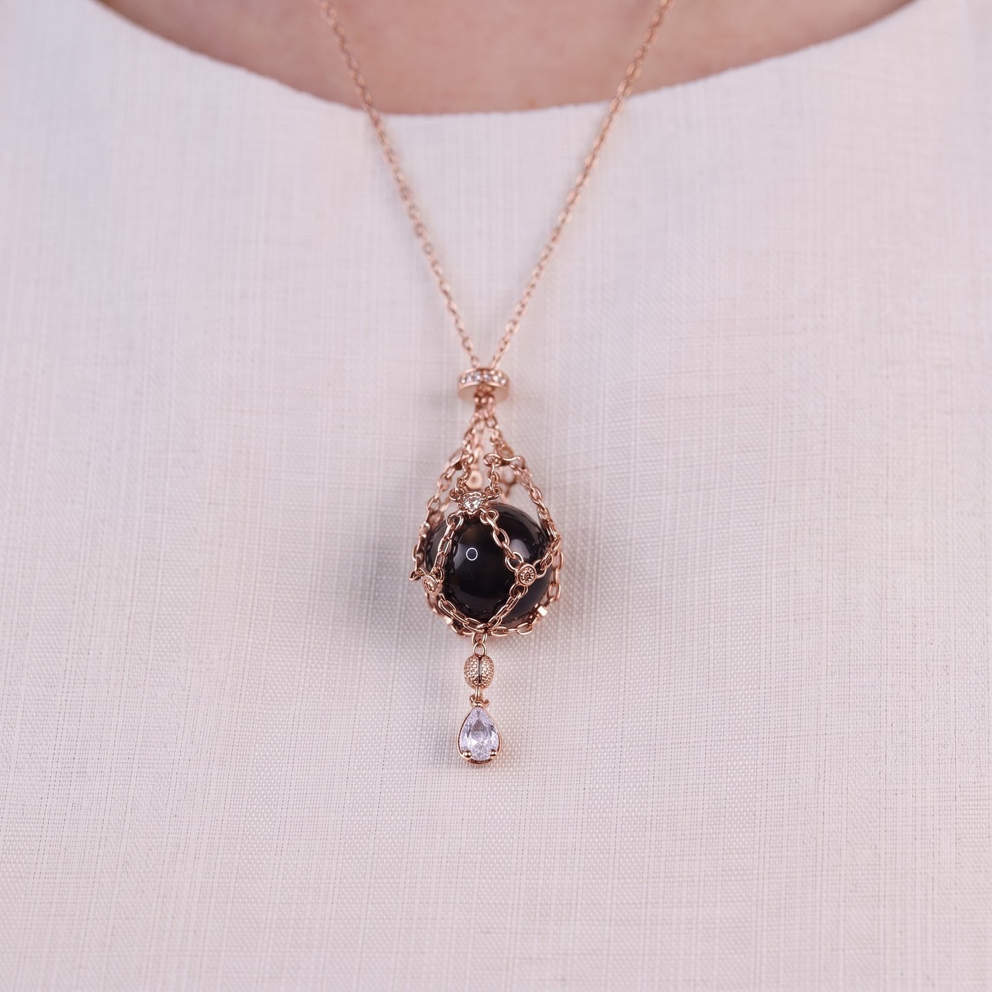 AC Natural Crystal Pouch Necklace