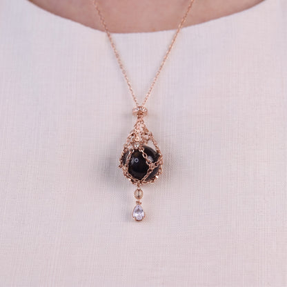 AC Natural Crystal Pouch Necklace