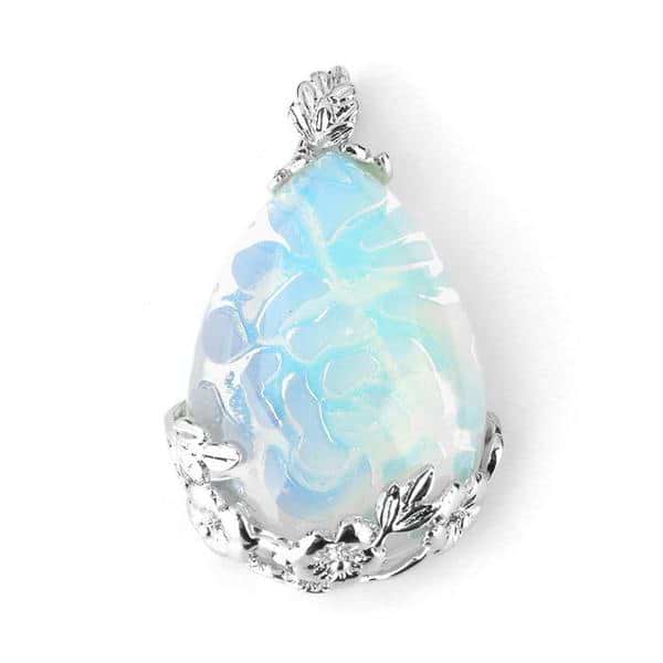 Flower Crystal Teardrop Necklace