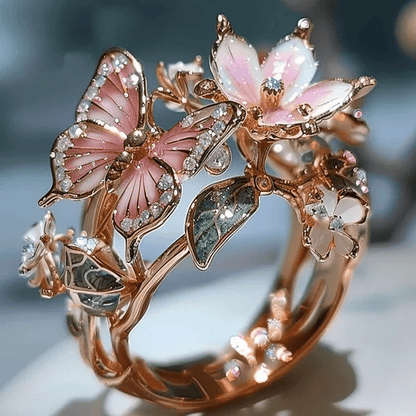 (🔥HOT SALE NOW 49% OFF) - Butterfly Flower Ring