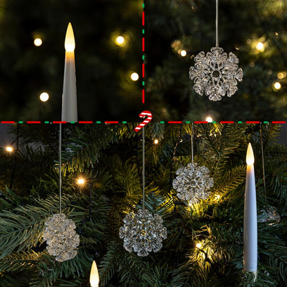 Christmas Tree Candles, 10 Pack Flameless Taper Candles for Christmas Tree Decor, Fake LED Candle Battery Operated with Remote for Xmas Wedding Home Gift with Crystal Ball Hook