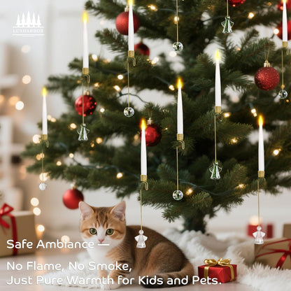 Christmas Tree Candles, 10 Pack Flameless Taper Candles for Christmas Tree Decor, Fake LED Candle Battery Operated with Remote for Xmas Wedding Home Gift with Crystal Ball Hook