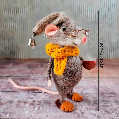 Christmas Needle Felted Mouse, Cute Handmade Wool Felt Mouse Ornament, Felt Mice Figurine for Holiday Christmas Decor, Needle Felted Christmas Mouse Doll Festival Decorations (5 Set)