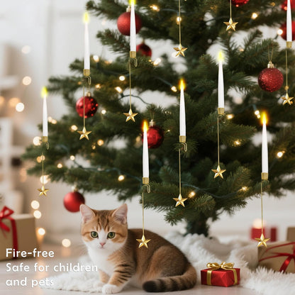 Christmas Tree Candles, 10 Pack Flameless Taper Candles for Christmas Tree Decor, Fake LED Candle Battery Operated with Remote for Xmas Wedding Home Gift with Crystal Ball Hook