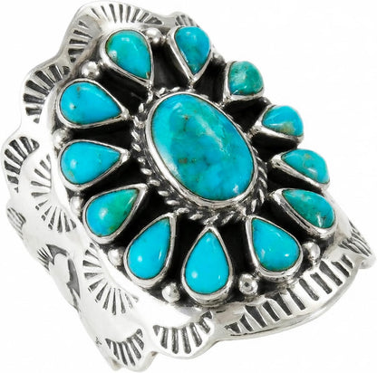 Sterling Silver Genuine Gemstones & Turquoise Ring