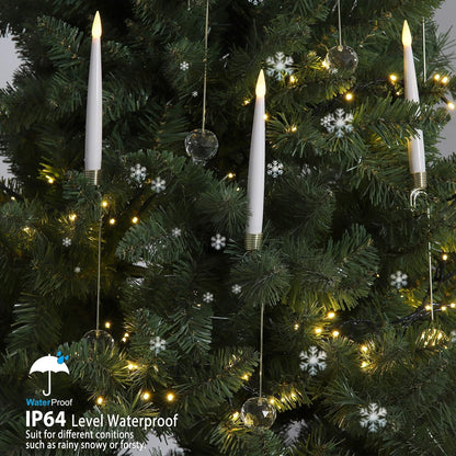 Christmas Tree Candles, 10 Pack Flameless Taper Candles for Christmas Tree Decor, Fake LED Candle Battery Operated with Remote for Xmas Wedding Home Gift with Crystal Ball Hook