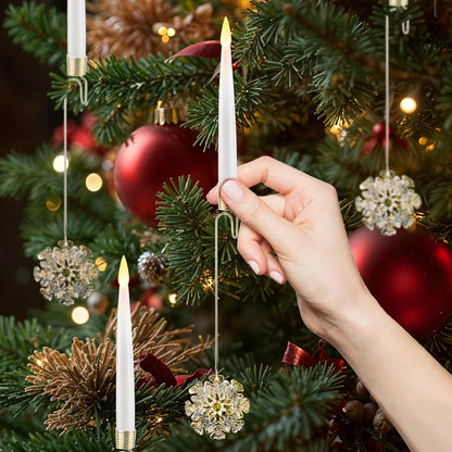 Christmas Tree Candles, 10 Pack Flameless Taper Candles for Christmas Tree Decor, Fake LED Candle Battery Operated with Remote for Xmas Wedding Home Gift with Crystal Ball Hook