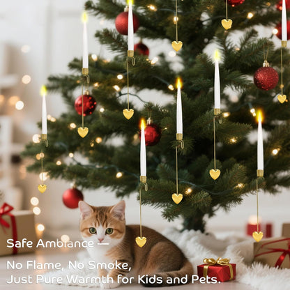 Christmas Tree Candles, 10 Pack Flameless Taper Candles for Christmas Tree Decor, Fake LED Candle Battery Operated with Remote for Xmas Wedding Home Gift with Crystal Ball Hook