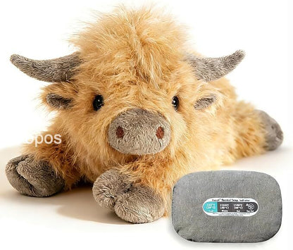 Highland Cow Weighted Stuffed Animals with Unscented Microwavable Heating Pad
