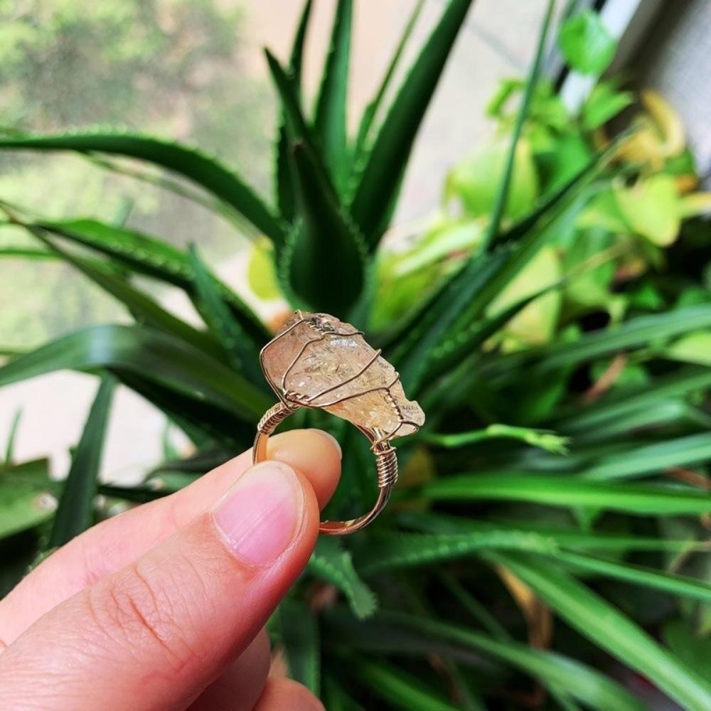 Wire Wrapped Rough Crystal Ring