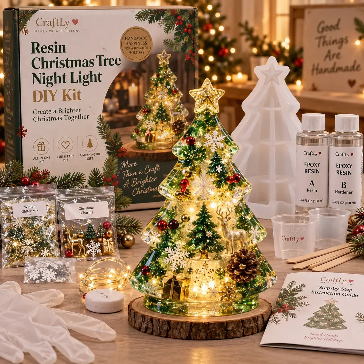 🎄Atroposcrystal DIY Christmas Tree Night Light Kit — 💕On this day filled with love, let a handcrafted glowing Christmas tree speak for your heart