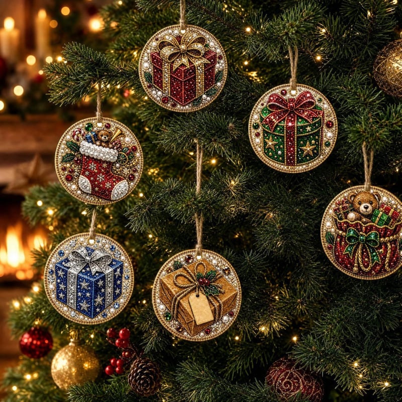🔥Only Two-Pack for $19.98 Last Day Promotion!🎄Christmas DIY Diamond Painting Ornaments Kit (6 PCS)🎅
