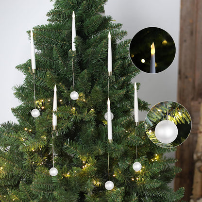 Christmas Tree Candles, 10 Pack Flameless Taper Candles for Christmas Tree Decor, Fake LED Candle Battery Operated with Remote for Xmas Wedding Home Gift with Crystal Ball Hook
