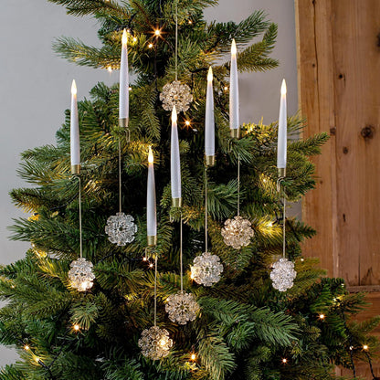 Christmas Tree Candles, 10 Pack Flameless Taper Candles for Christmas Tree Decor, Fake LED Candle Battery Operated with Remote for Xmas Wedding Home Gift with Crystal Ball Hook