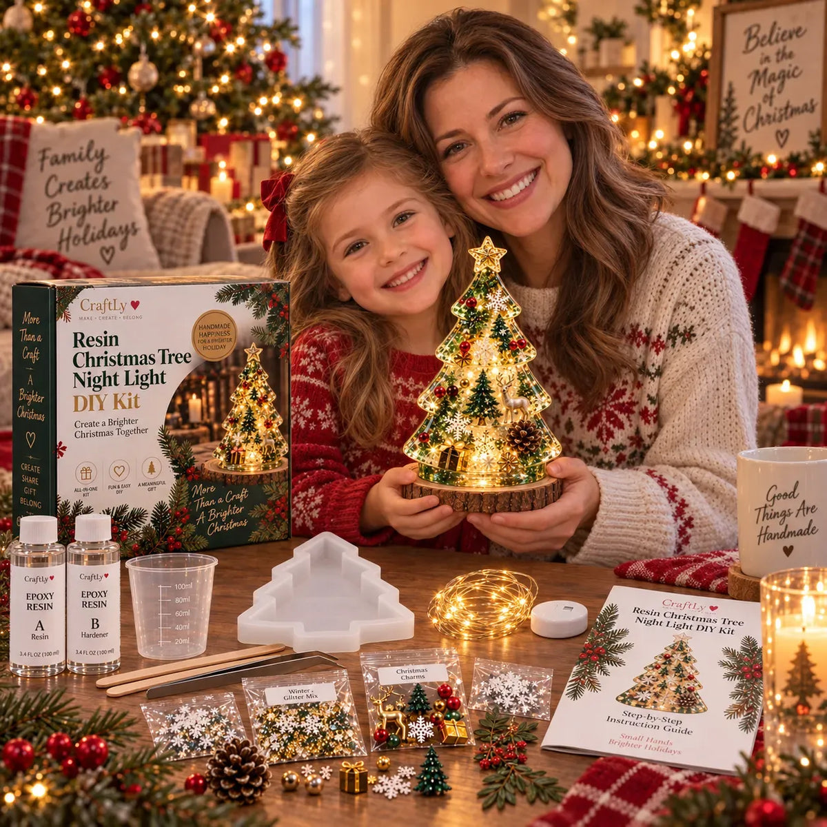 🎄Atroposcrystal DIY Christmas Tree Night Light Kit — 💕On this day filled with love, let a handcrafted glowing Christmas tree speak for your heart