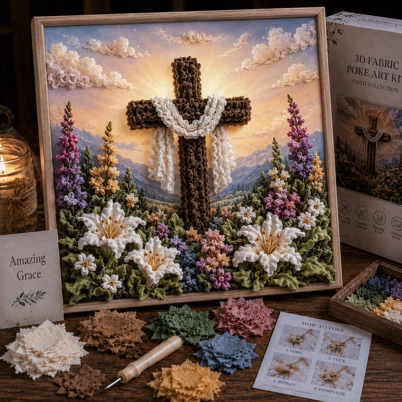 🔥 LAST DAY 49% OFF - ✝️3D Christian Fabric Poke Art Kit(📦Buy 2 Free Shipping)