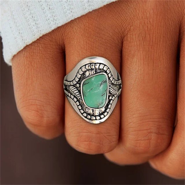 🔥Hot Sale 49% OFF🎁Sterling Silver Bohemian Openwork Carved Turquoise Ring