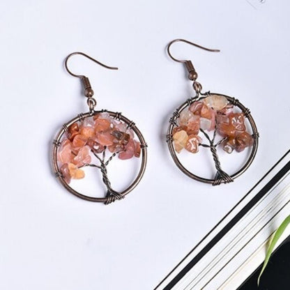 Tree of Life Wire Crystal Earrings