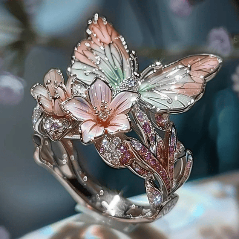 (🔥HOT SALE NOW 49% OFF) - Butterfly Flower Ring