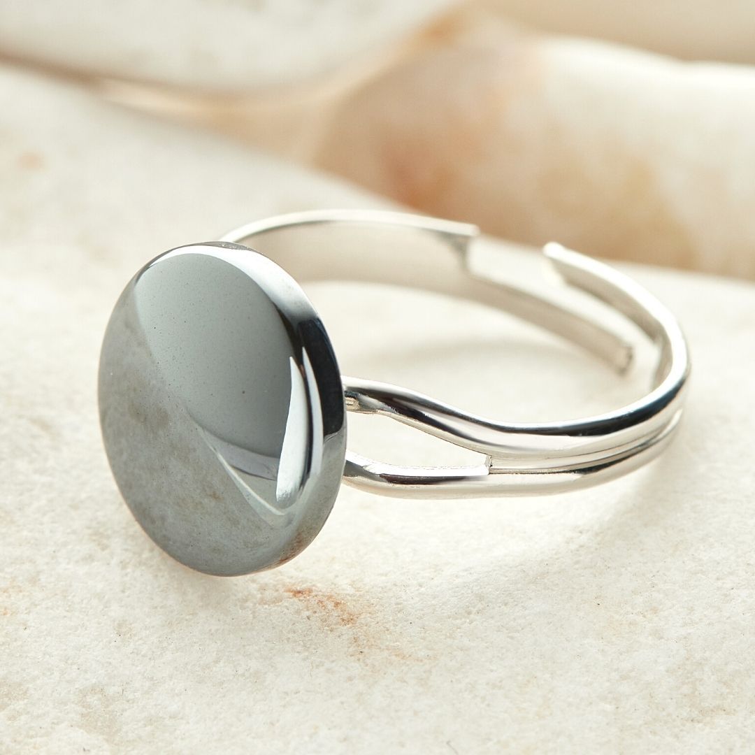 Adjustable Hematite Crystal Ring
