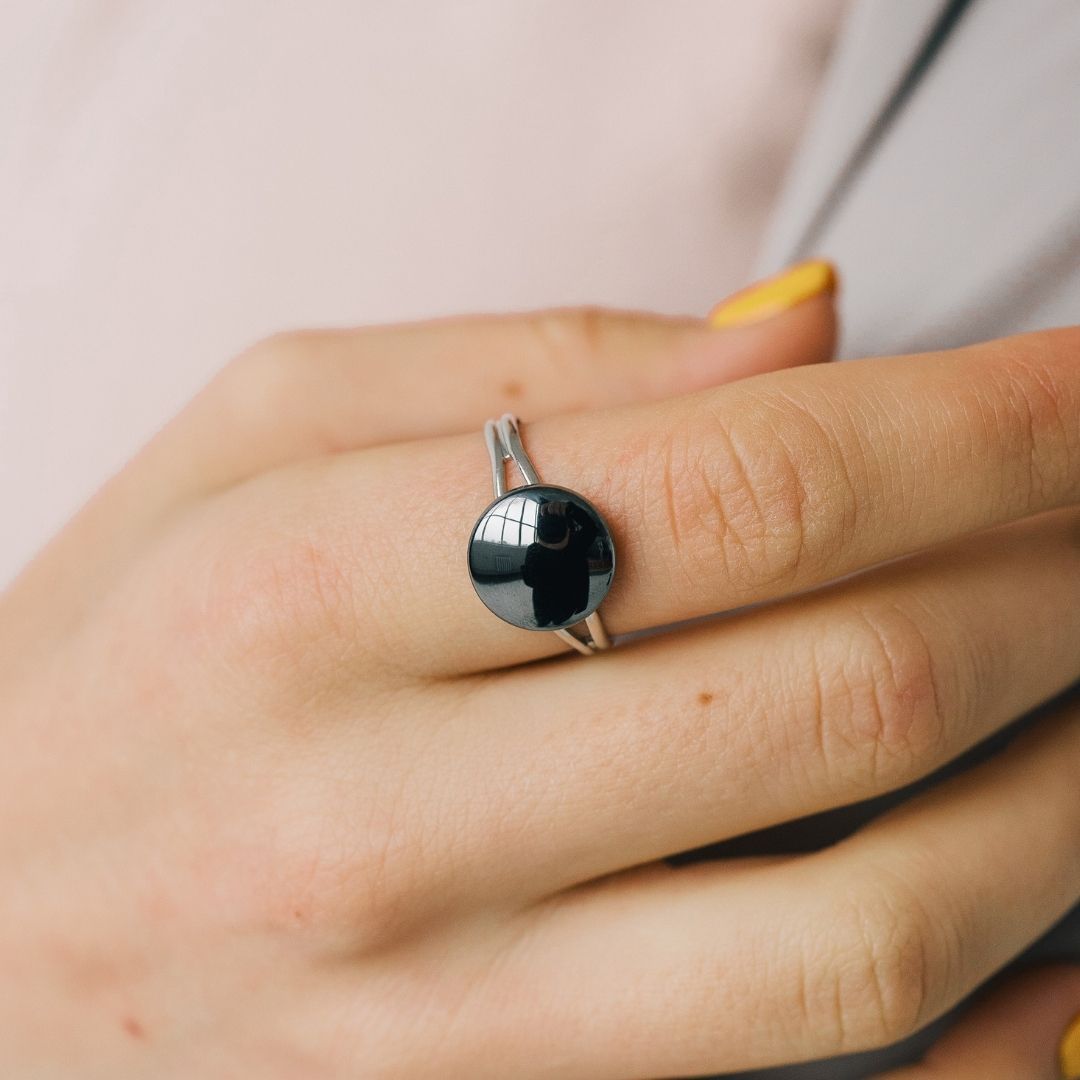 Adjustable Hematite Crystal Ring