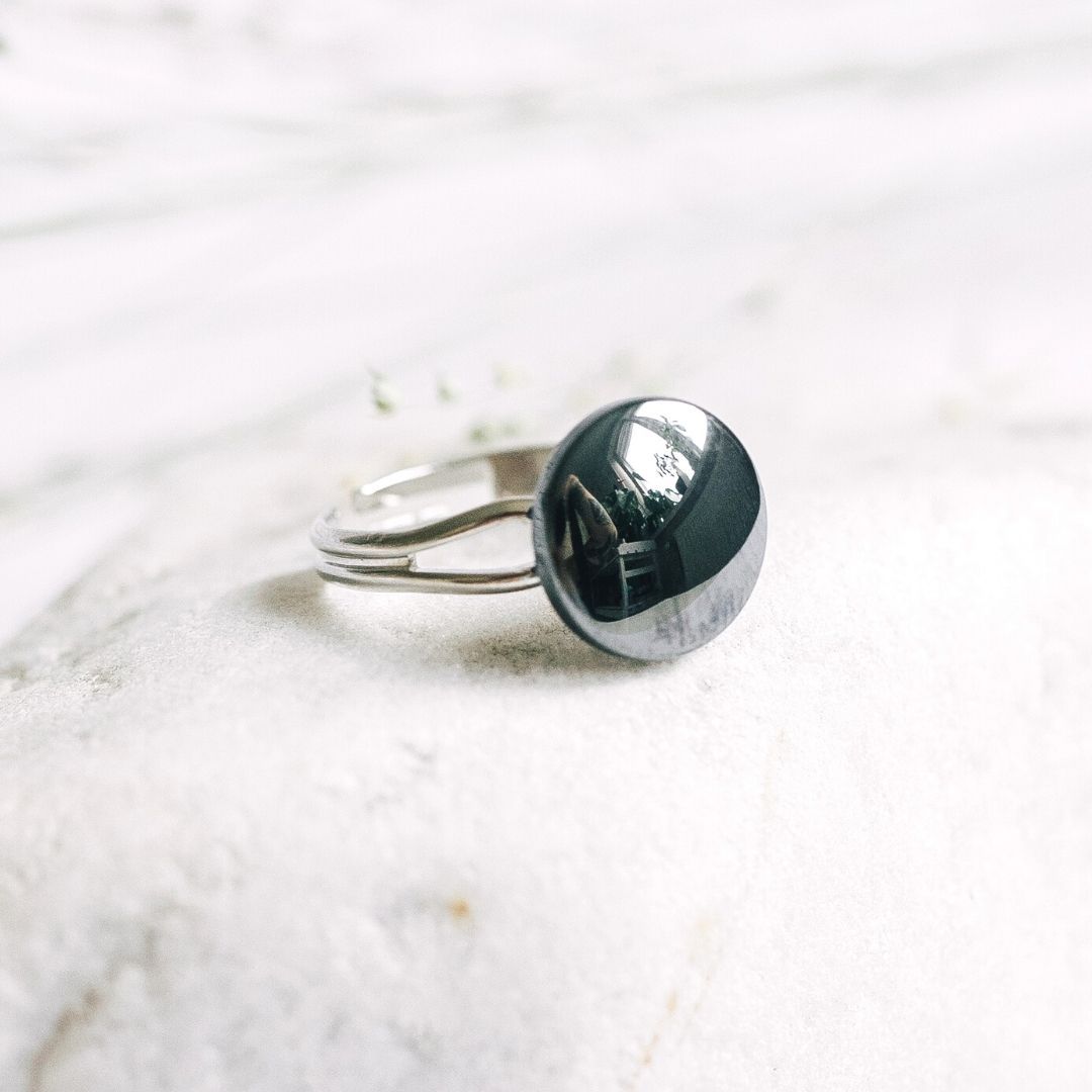 Adjustable Hematite Crystal Ring