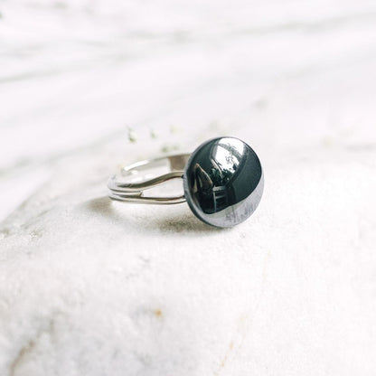 Adjustable Hematite Crystal Ring