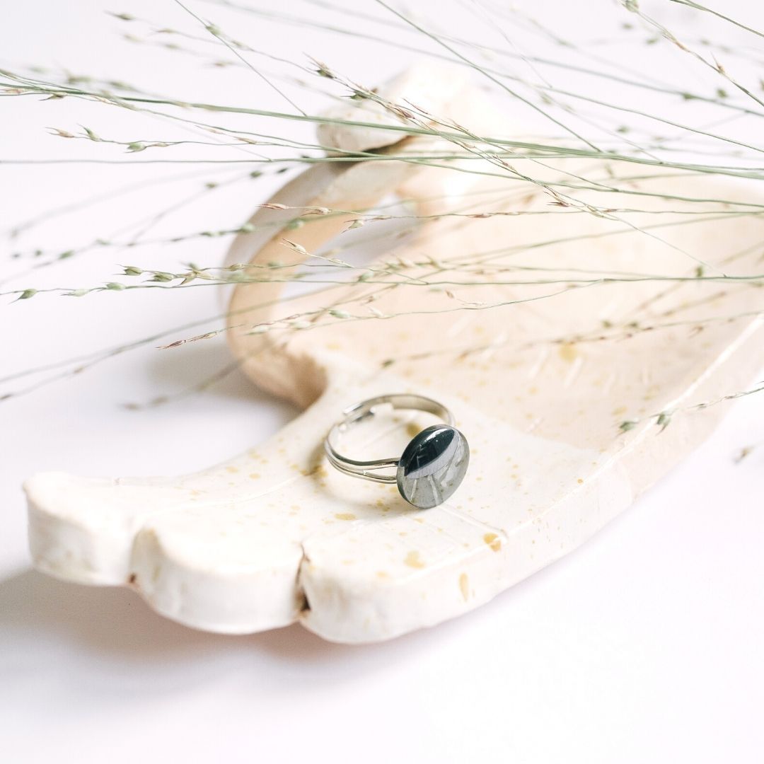 Adjustable Hematite Crystal Ring