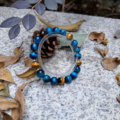 Natural Blue Tiger Eye & Golden Tiger Eye Beaded Bracelet