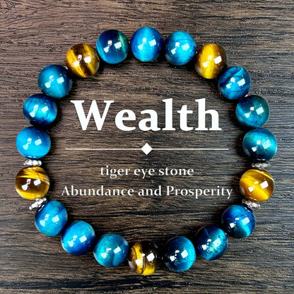 Natural Blue Tiger Eye & Golden Tiger Eye Beaded Bracelet