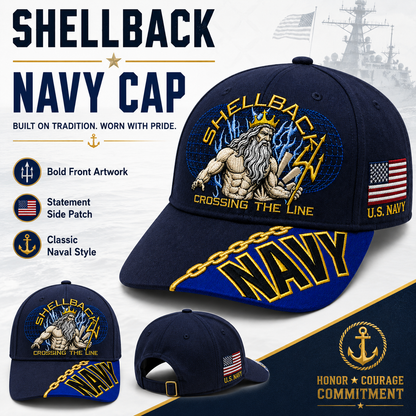 🔥“Crossing The Line” Navy Embroidered Cap 🇺🇸