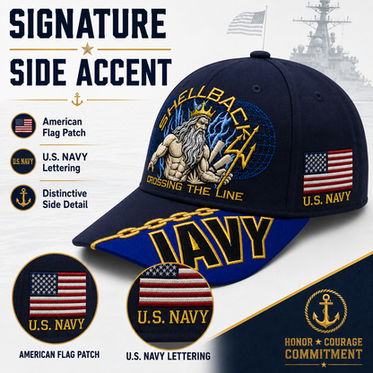 🔥“Crossing The Line” Navy Embroidered Cap 🇺🇸