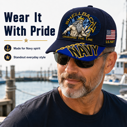 🔥“Crossing The Line” Navy Embroidered Cap 🇺🇸